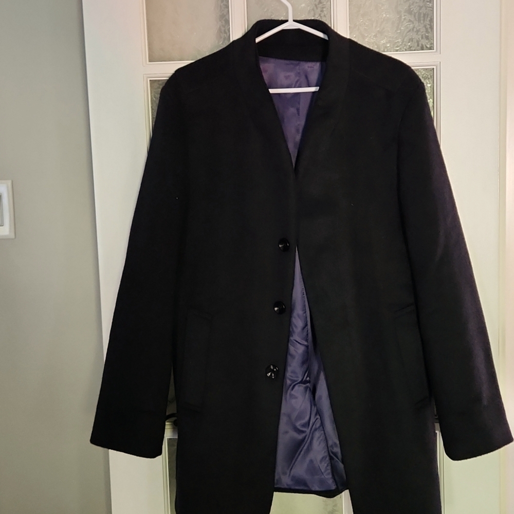 Men's Navy Blue Wool Blend Coat